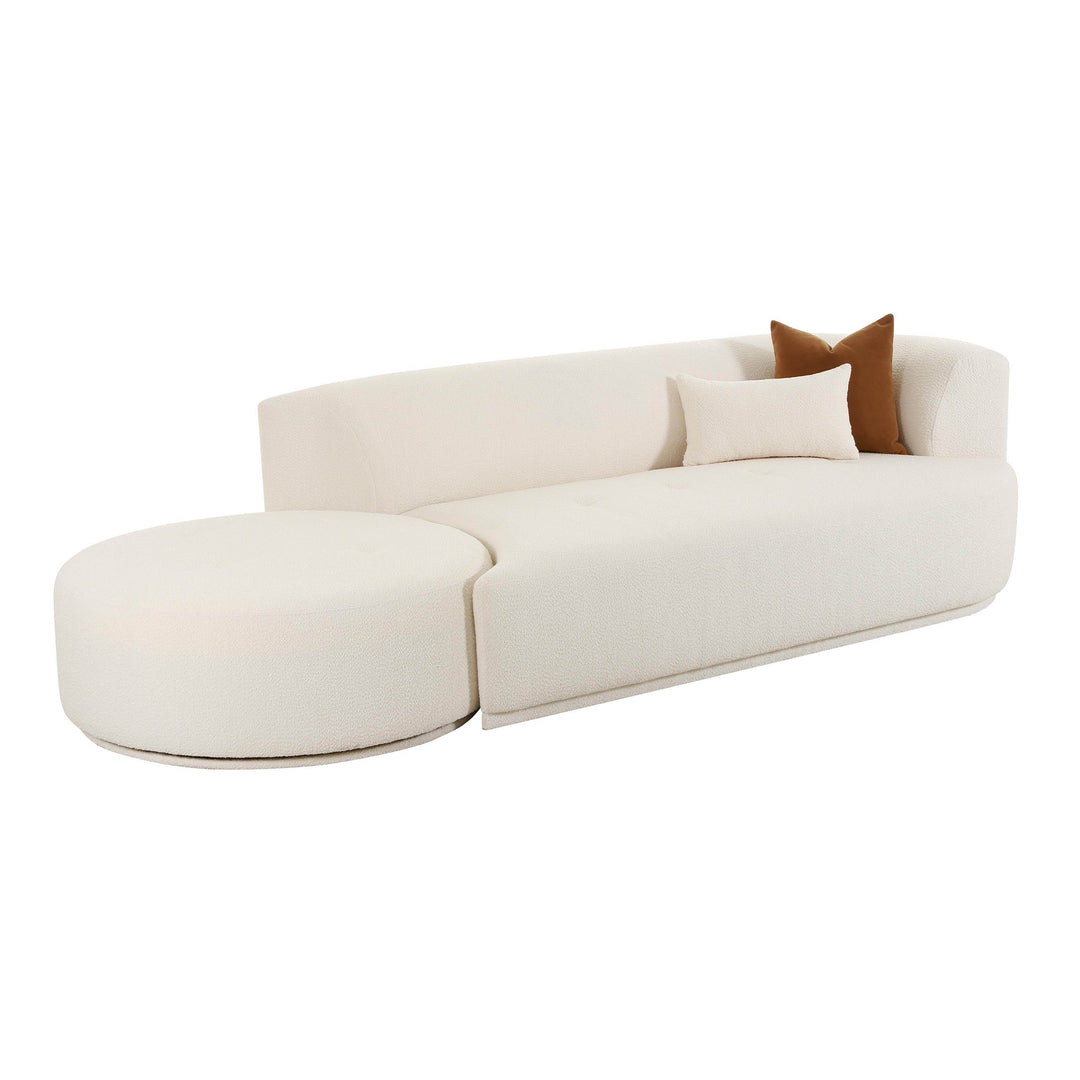 Sofá modular de dos piezas chaise gris o crema Anja - RAF