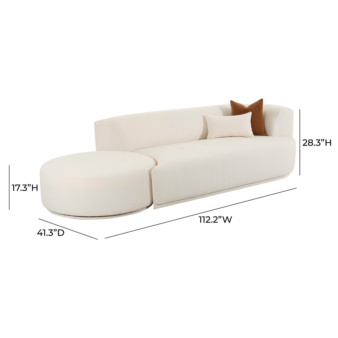 Sofá modular de dos piezas chaise gris o crema Anja - RAF