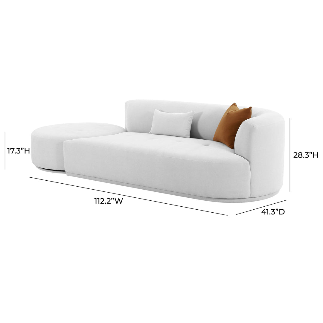 Sofá modular de dos piezas chaise gris o crema Anja - RAF