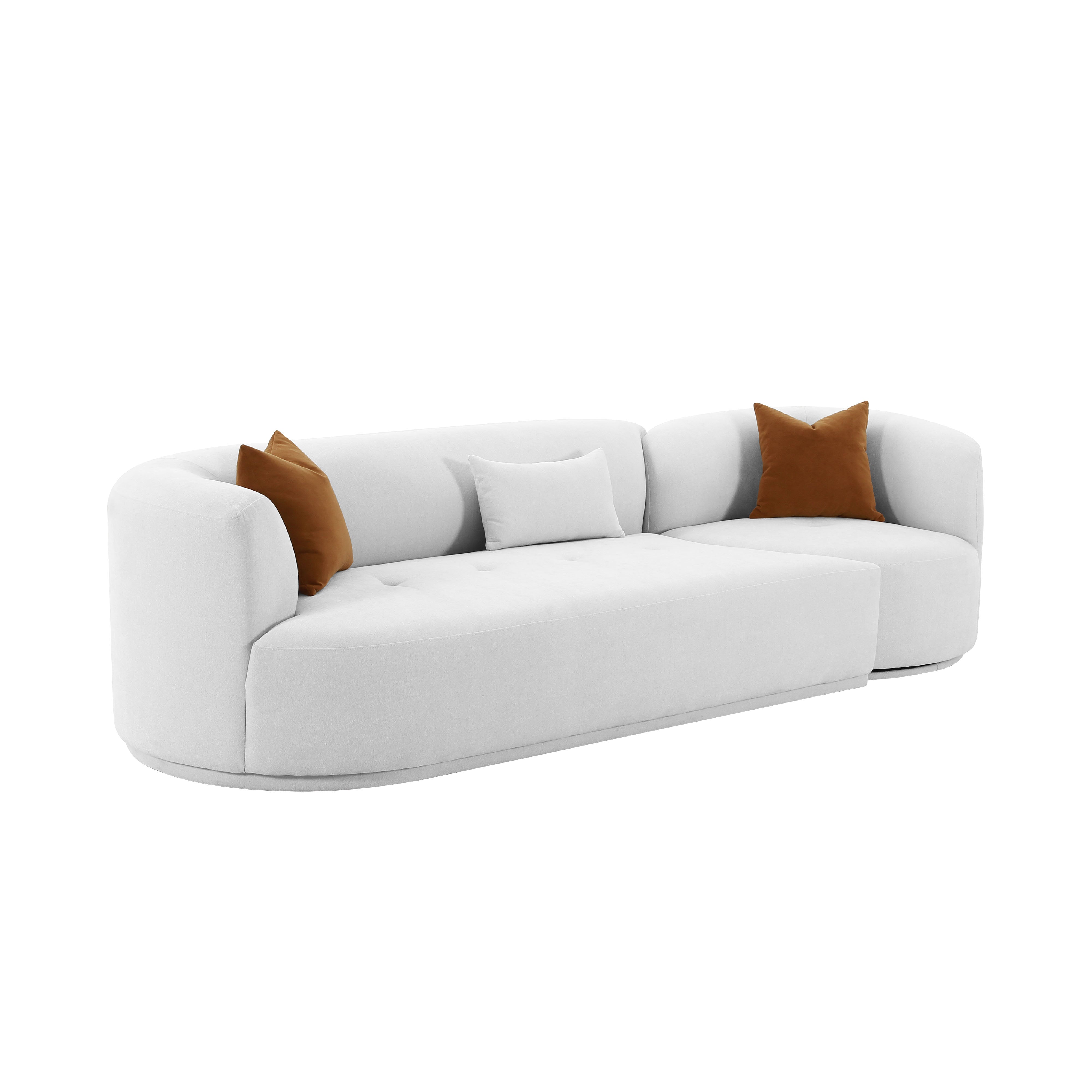 Sofá modular de dos piezas de terciopelo gris Anja - LAF SMAN-01.