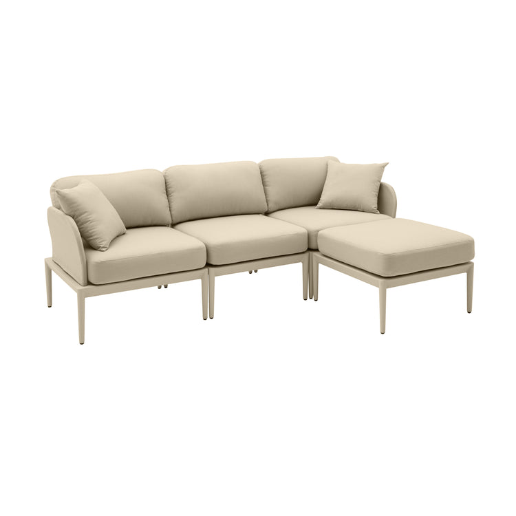 Sofá seccional de aluminio para exteriores Jade color beige.