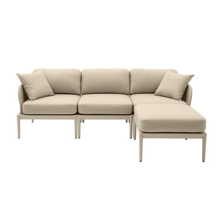 Sofá seccional de aluminio para exteriores Jade color beige de frente.