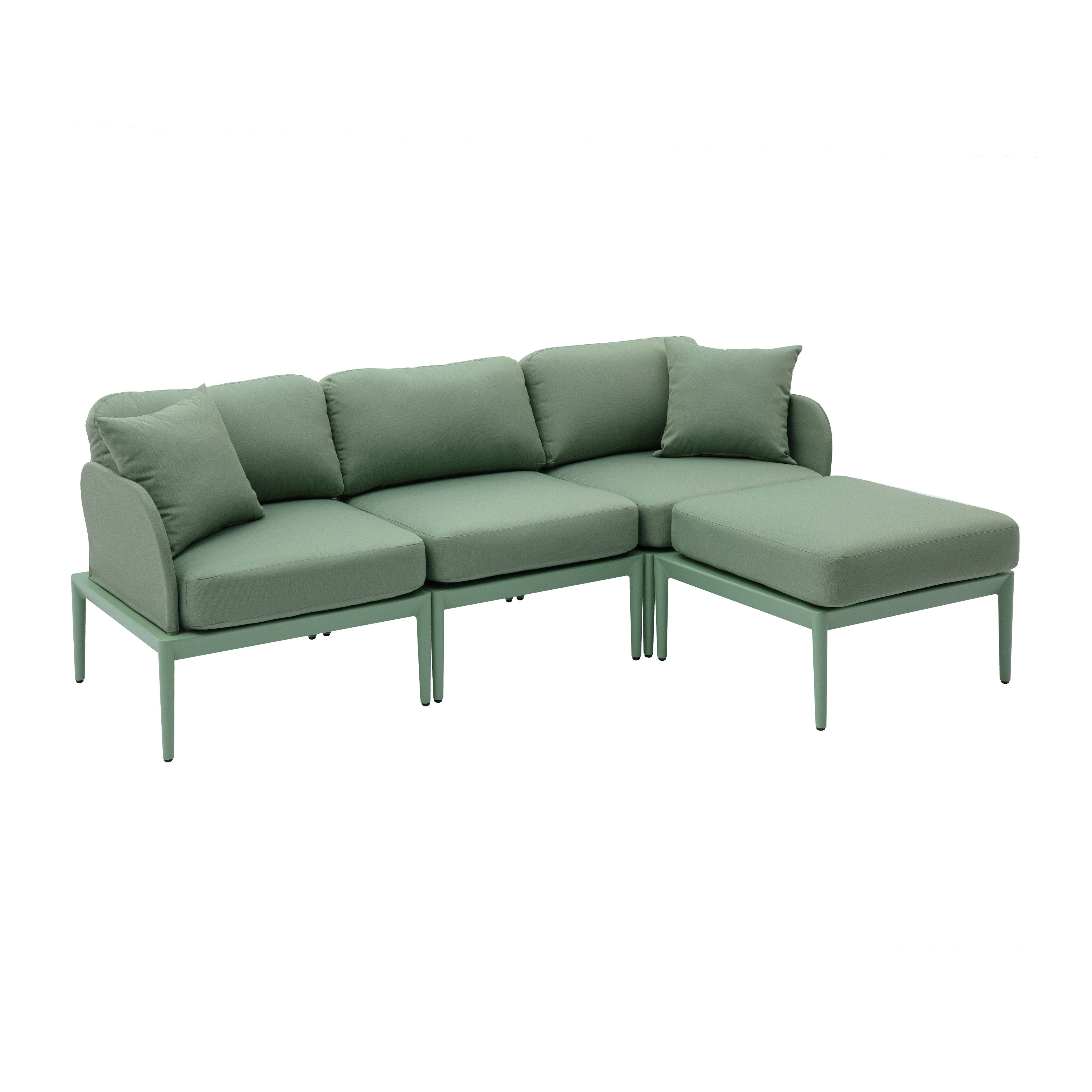 Sofá seccional de aluminio para exteriores Jade color verde.