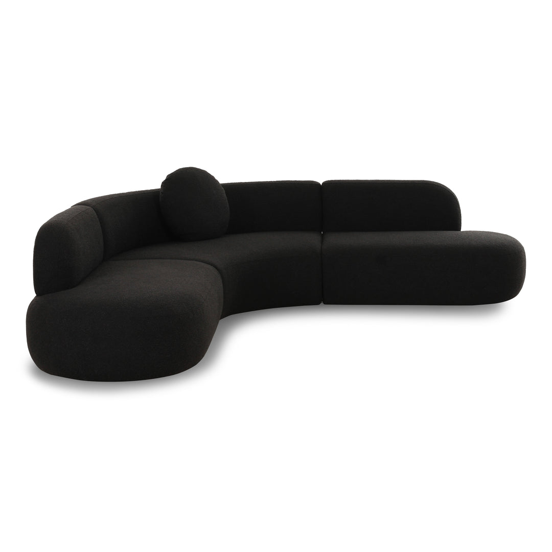 Sofá seccional de boucle negro Ilonnka.