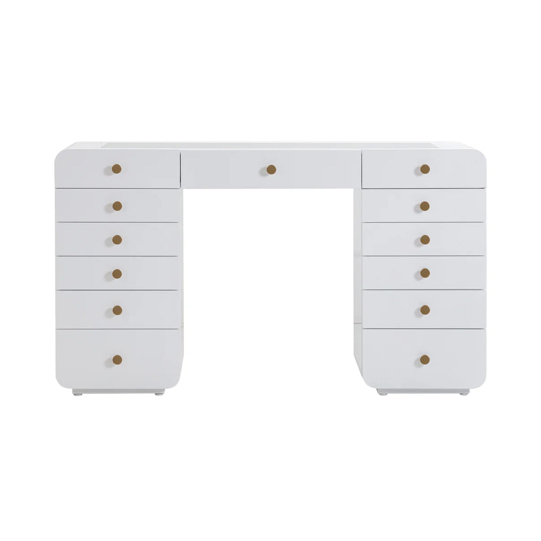 Tocador blanco con vidrio Eliane con espejo vanity LED