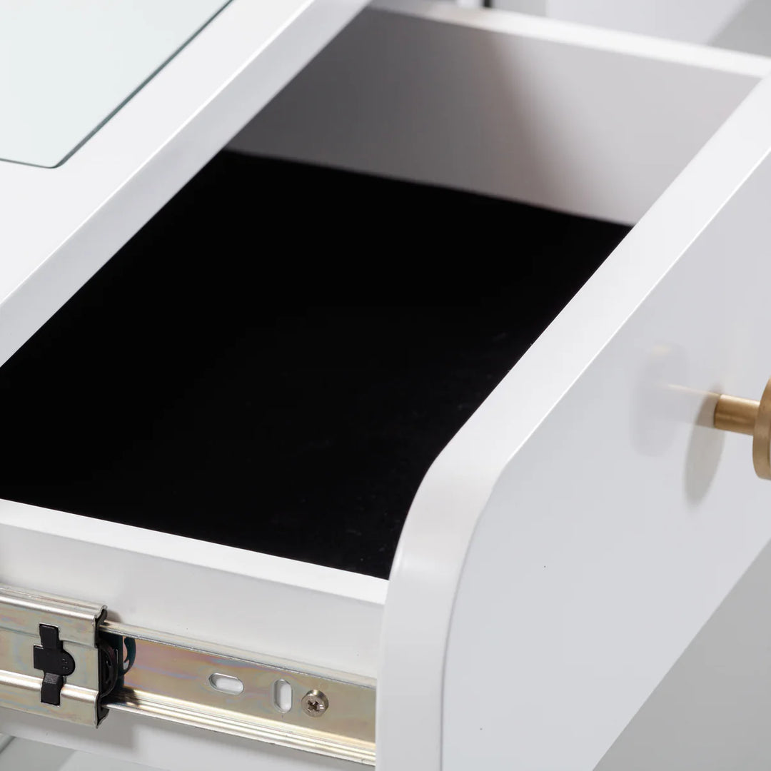 Tocador blanco con vidrio Eliane con espejo vanity LED