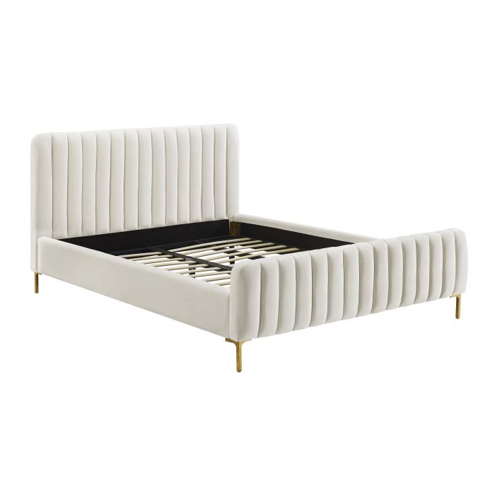 Cama King acanalado de terciopelo Aliara