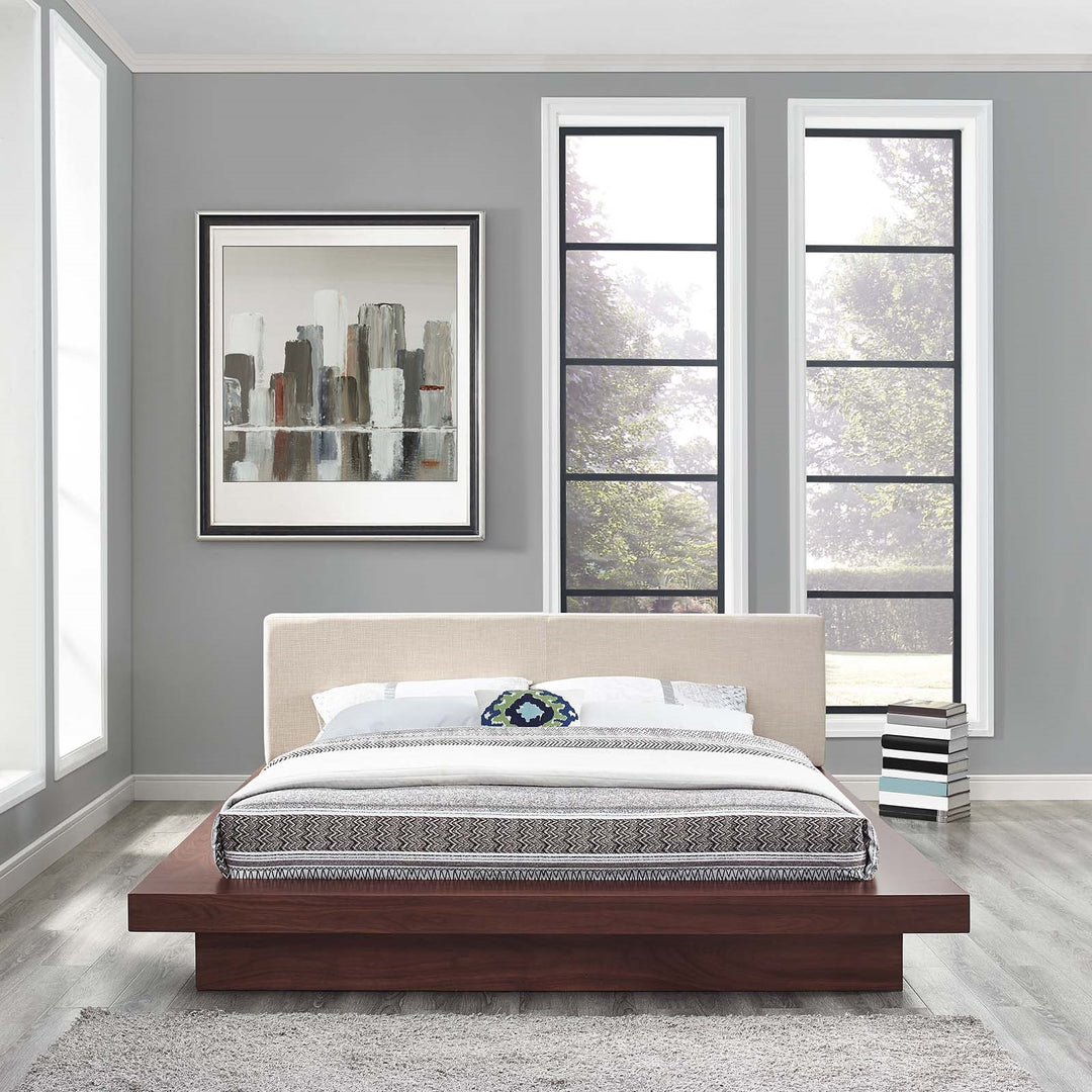 Cama Queen con plataforma de tela Mouna