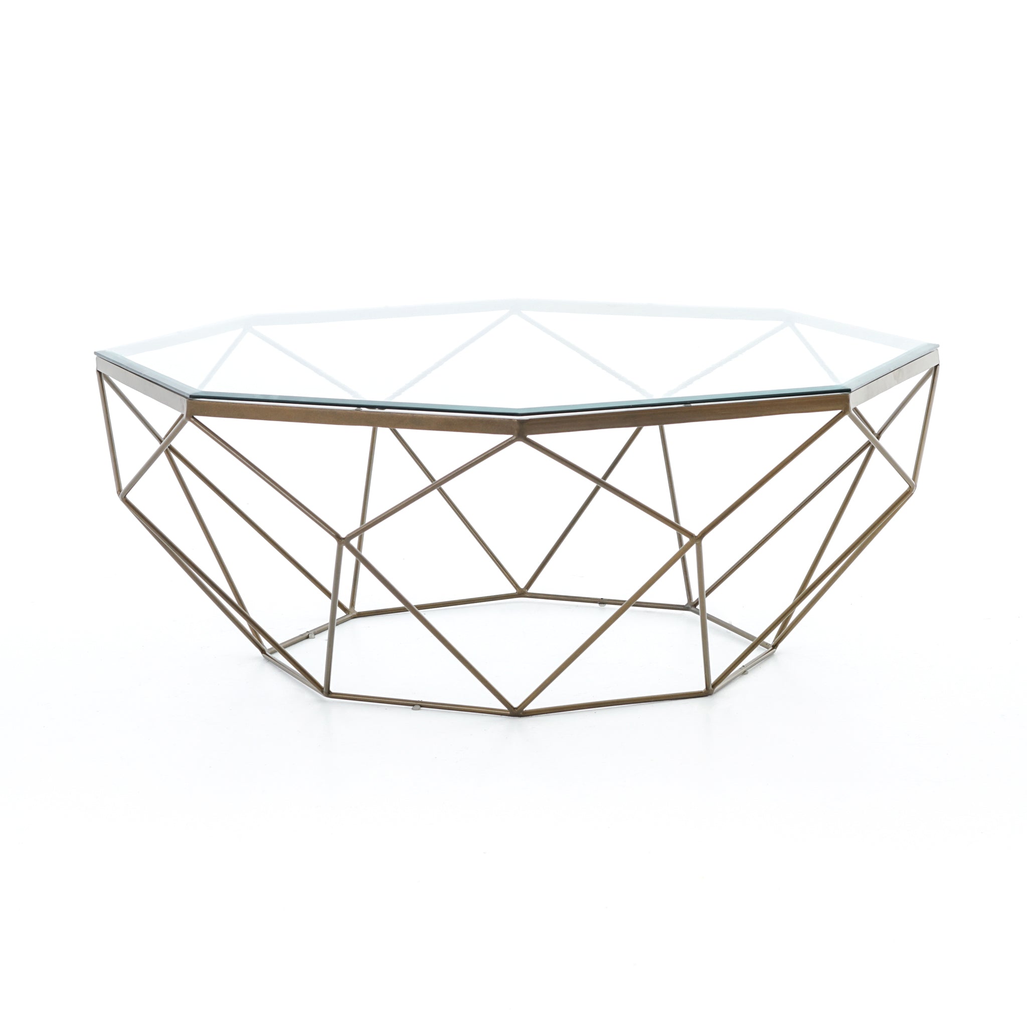 Mesa de centro moderna con vidrio octagonal Clore.