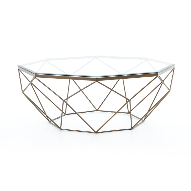 Mesa de centro moderna con vidrio octagonal Clore.