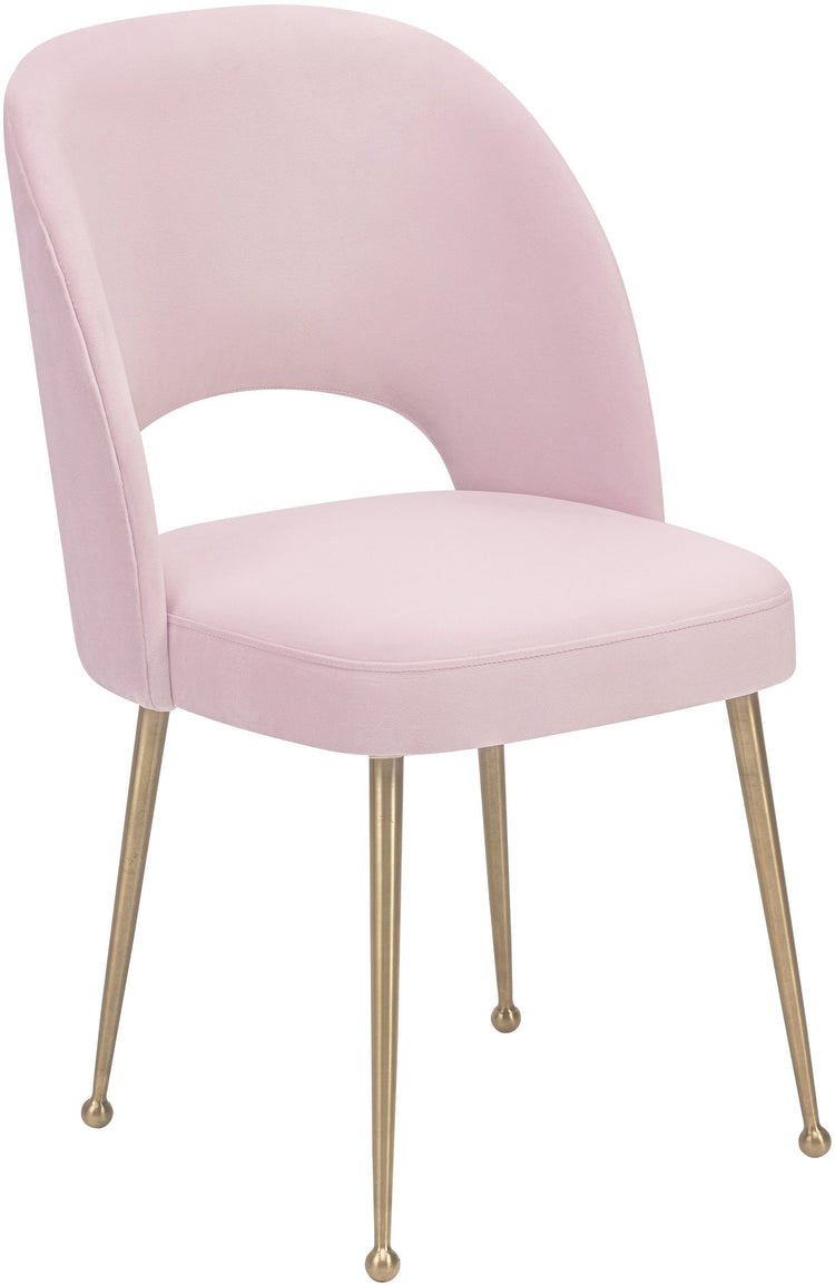 Silla para comedor de terciopelo moderno Zuara AZUA-01 color rosa y base dorada