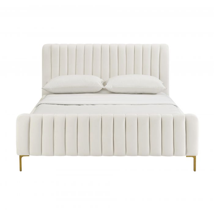 Cama King acanalado de terciopelo Aliara