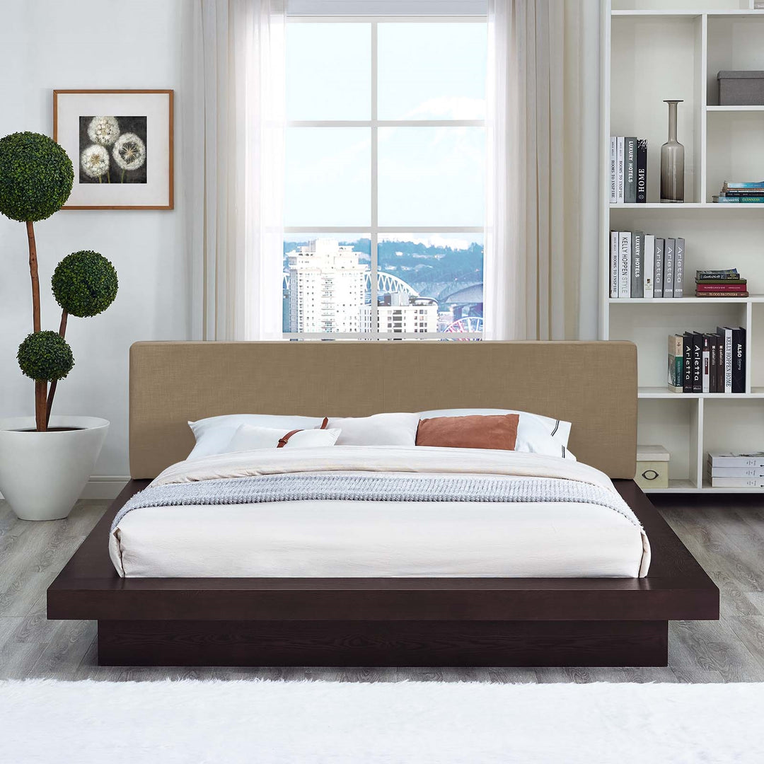 Cama Queen con plataforma de tela Mouna