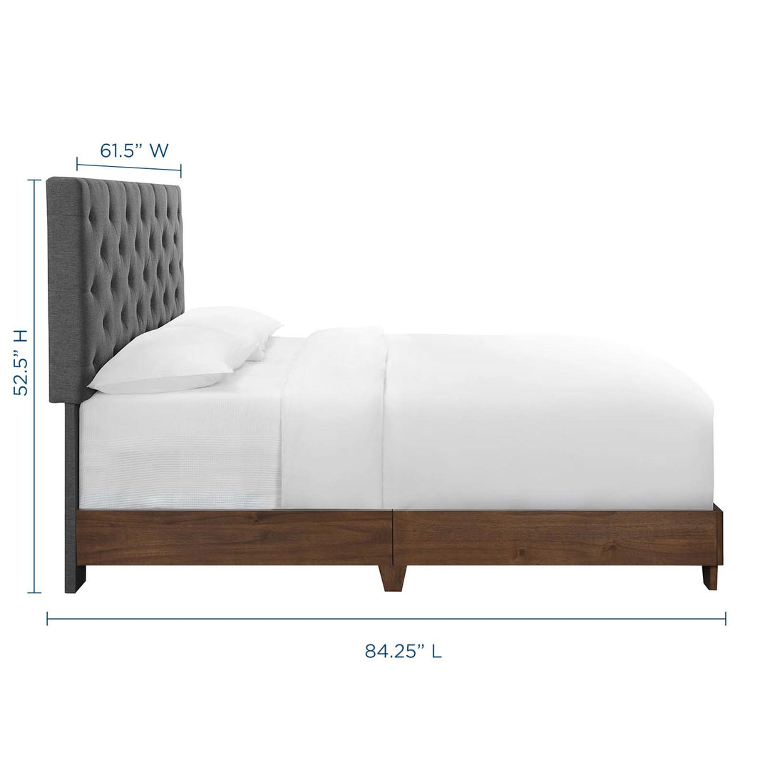 Cama Queen de tela tapizada con capitoné de diamantes Noha
