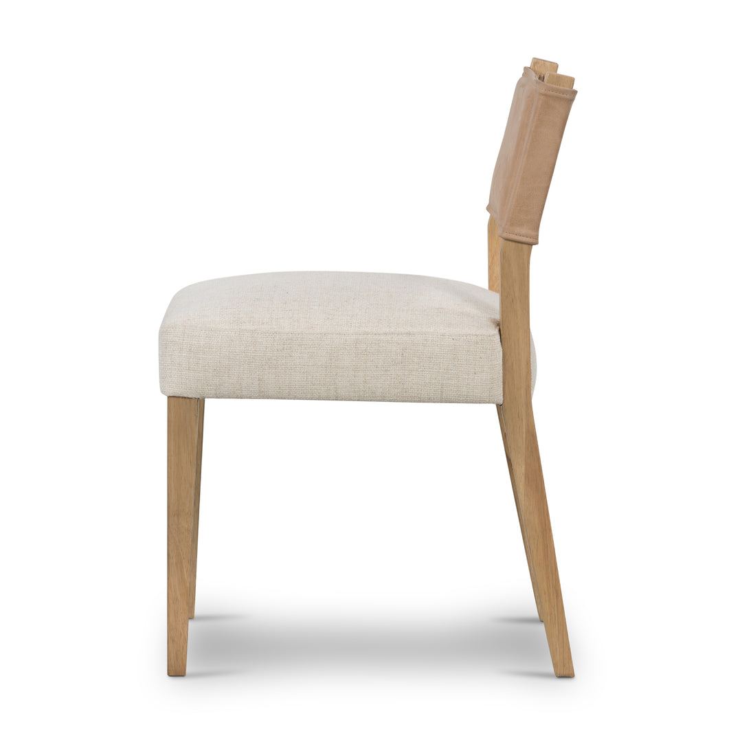 Silla de comedor minimalista con respaldo de cuero Cécile