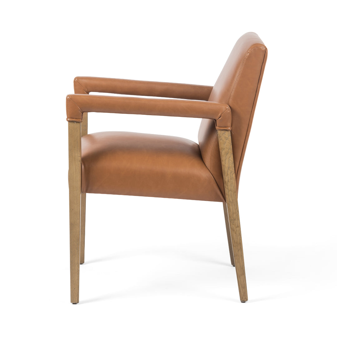 Silla de comedor de madera y piel sintética o tela Amal