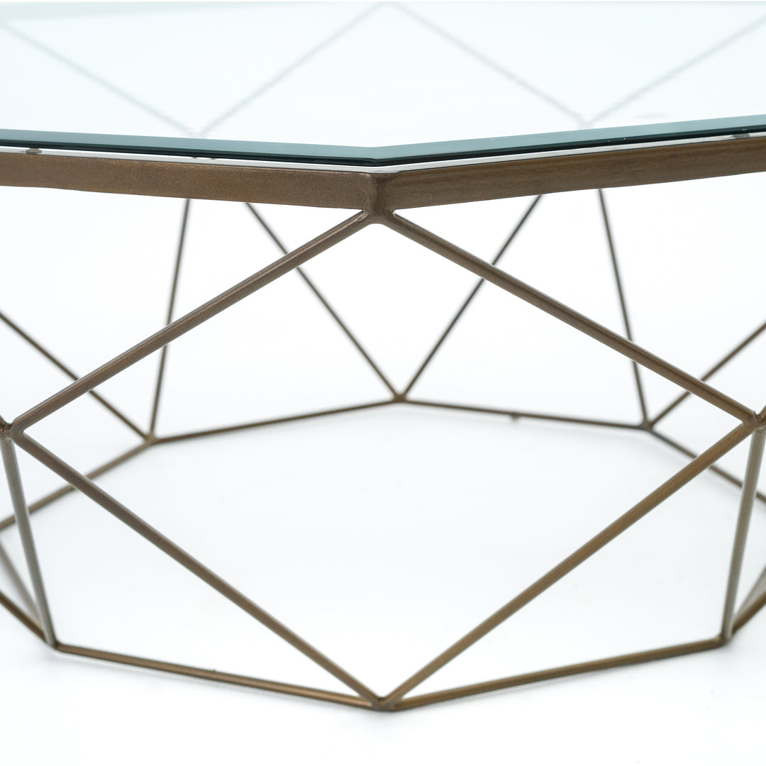 Mesa de centro moderna con vidrio octagonal Clore