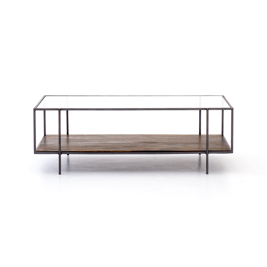 Mesa de centro de madera con vidrio Aliona