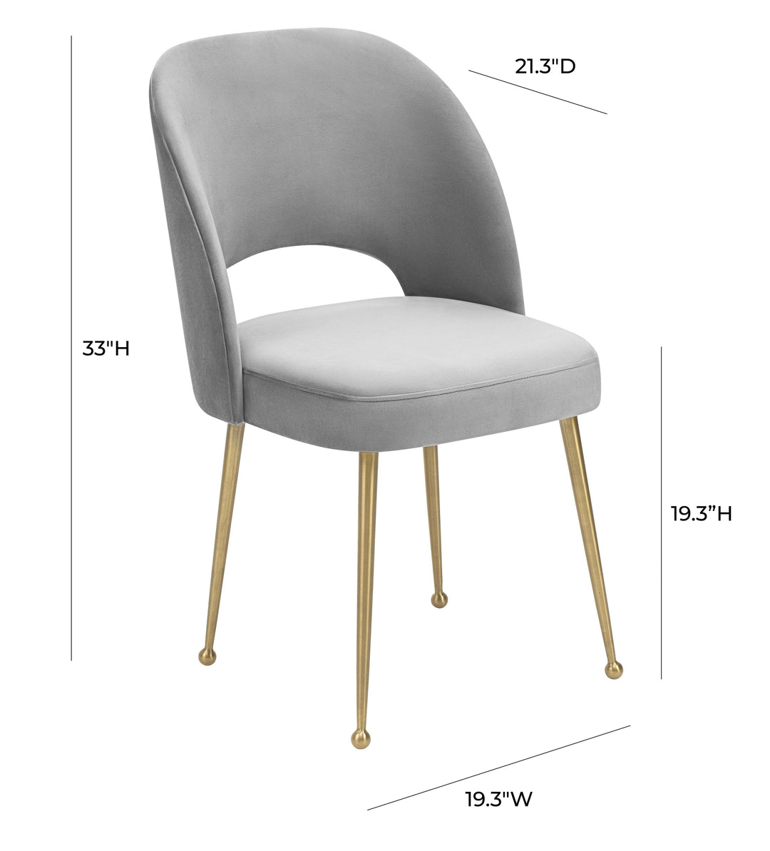 Silla para comedor de terciopelo moderno y base dorada Zuara
