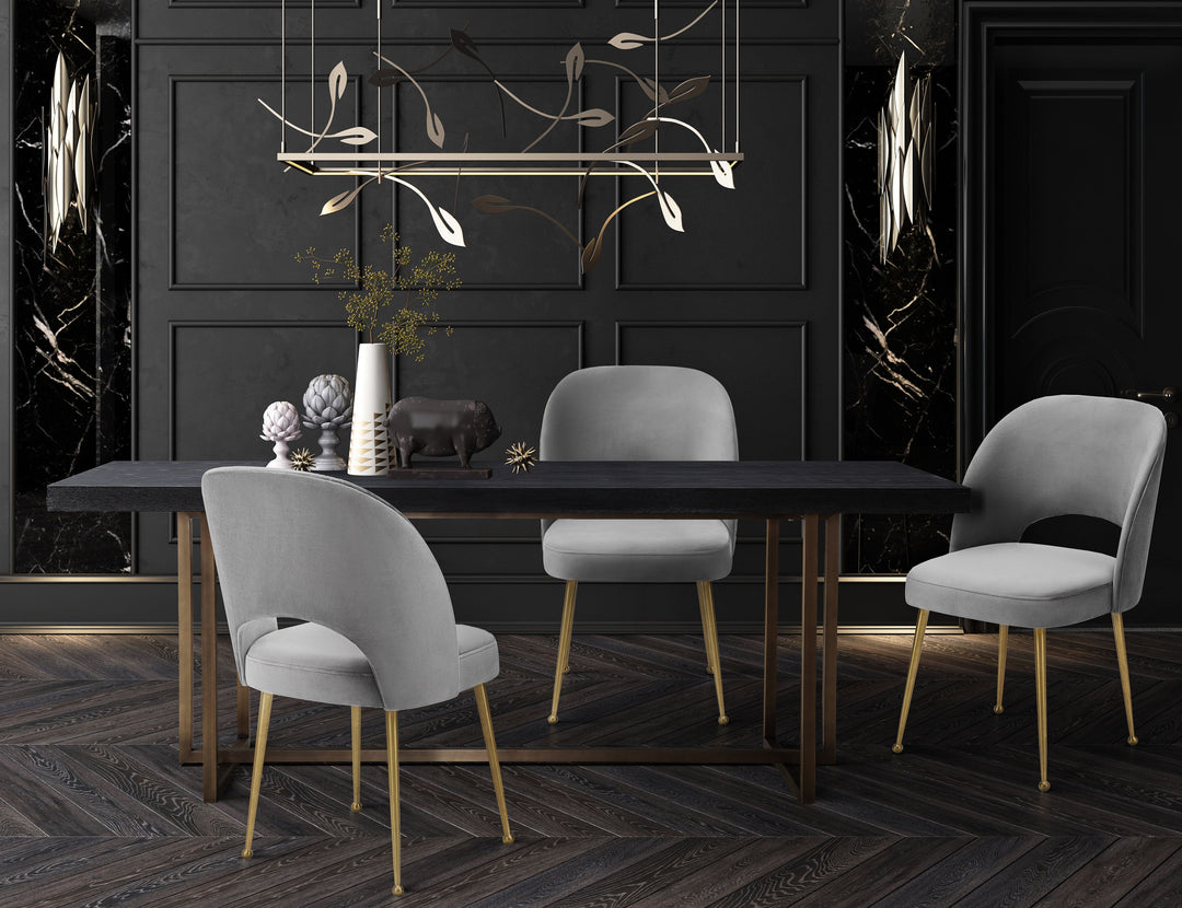 Silla para comedor de terciopelo moderno y base dorada Zuara