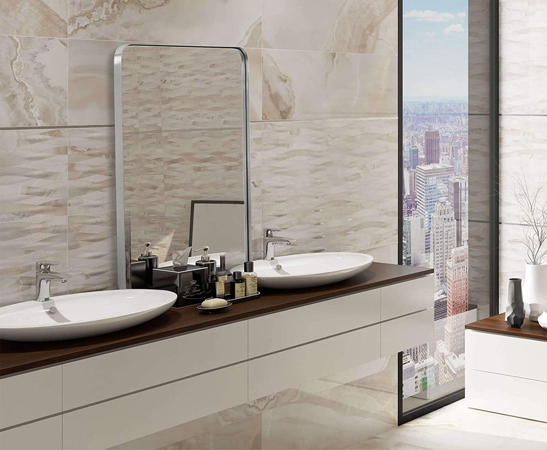 Espejo de pared para baño de acero inoxidable Odyssee