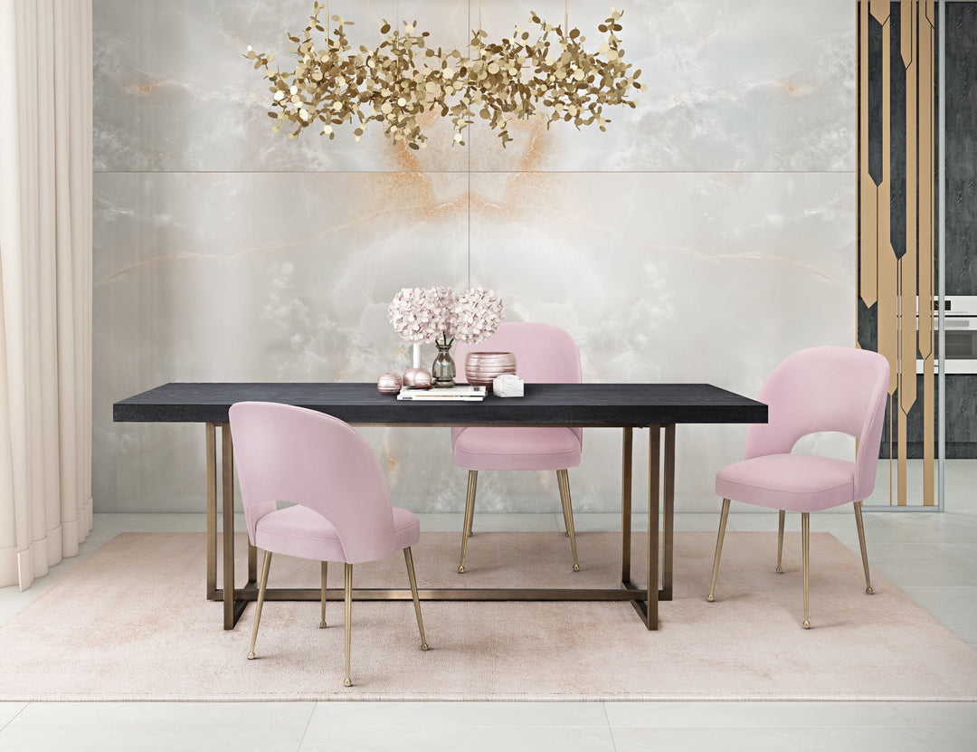 Silla para comedor de terciopelo moderno y base dorada Zuara