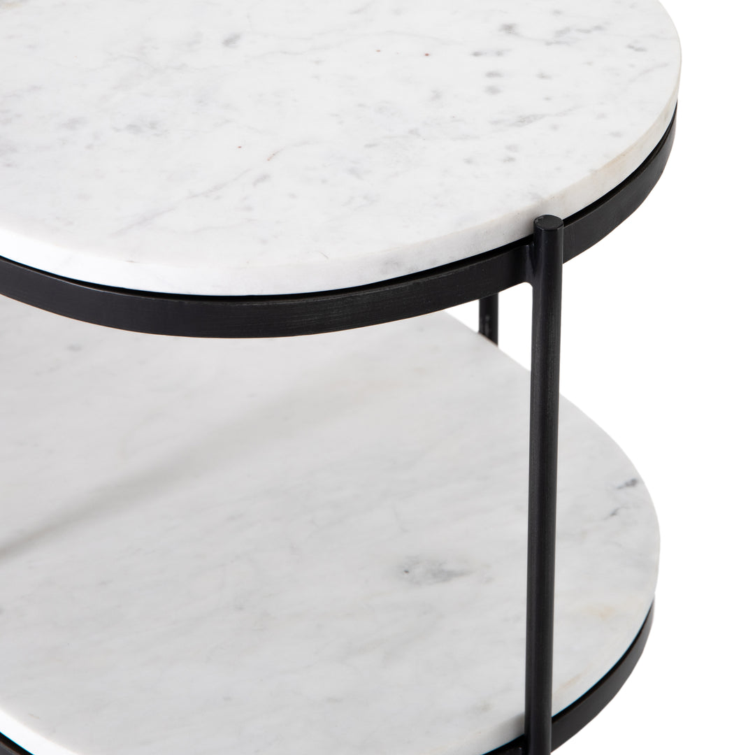 Mesa lateral para sala ovalado de tres niveles Hektor