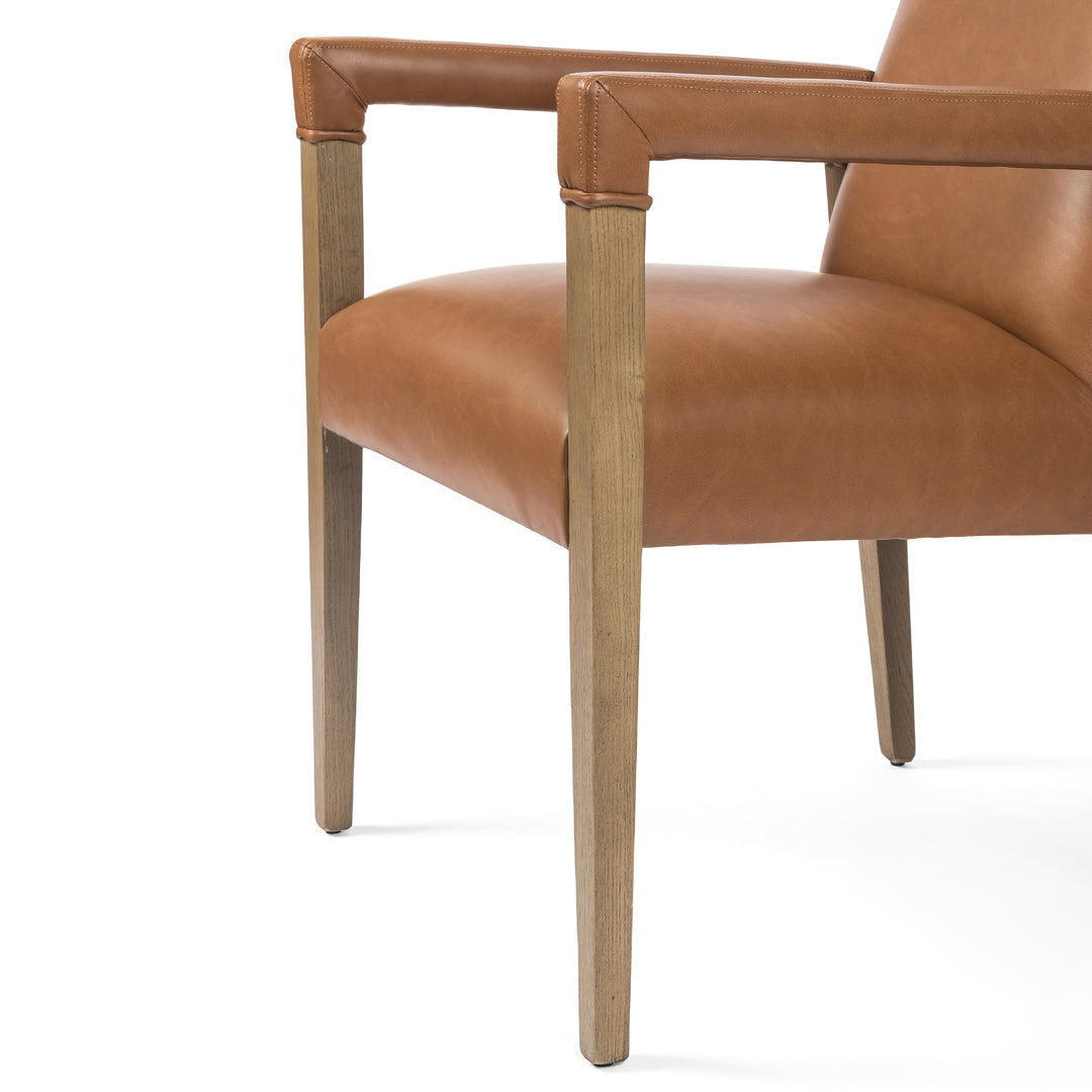 Silla de comedor de madera y piel sintética o tela Amal
