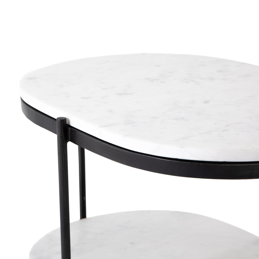 Mesa lateral para sala ovalado de tres niveles Hektor
