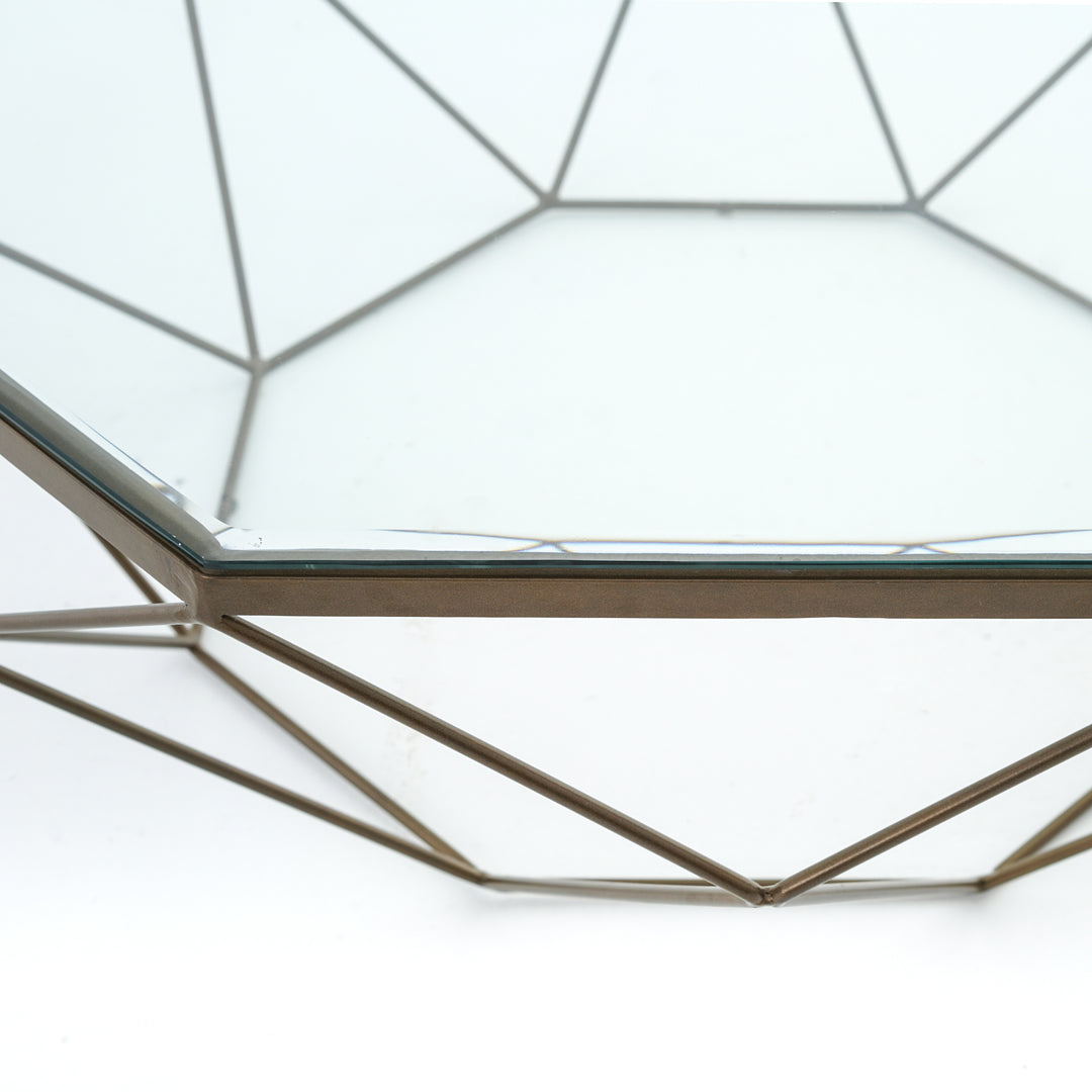 Mesa de centro moderna con vidrio octagonal Clore