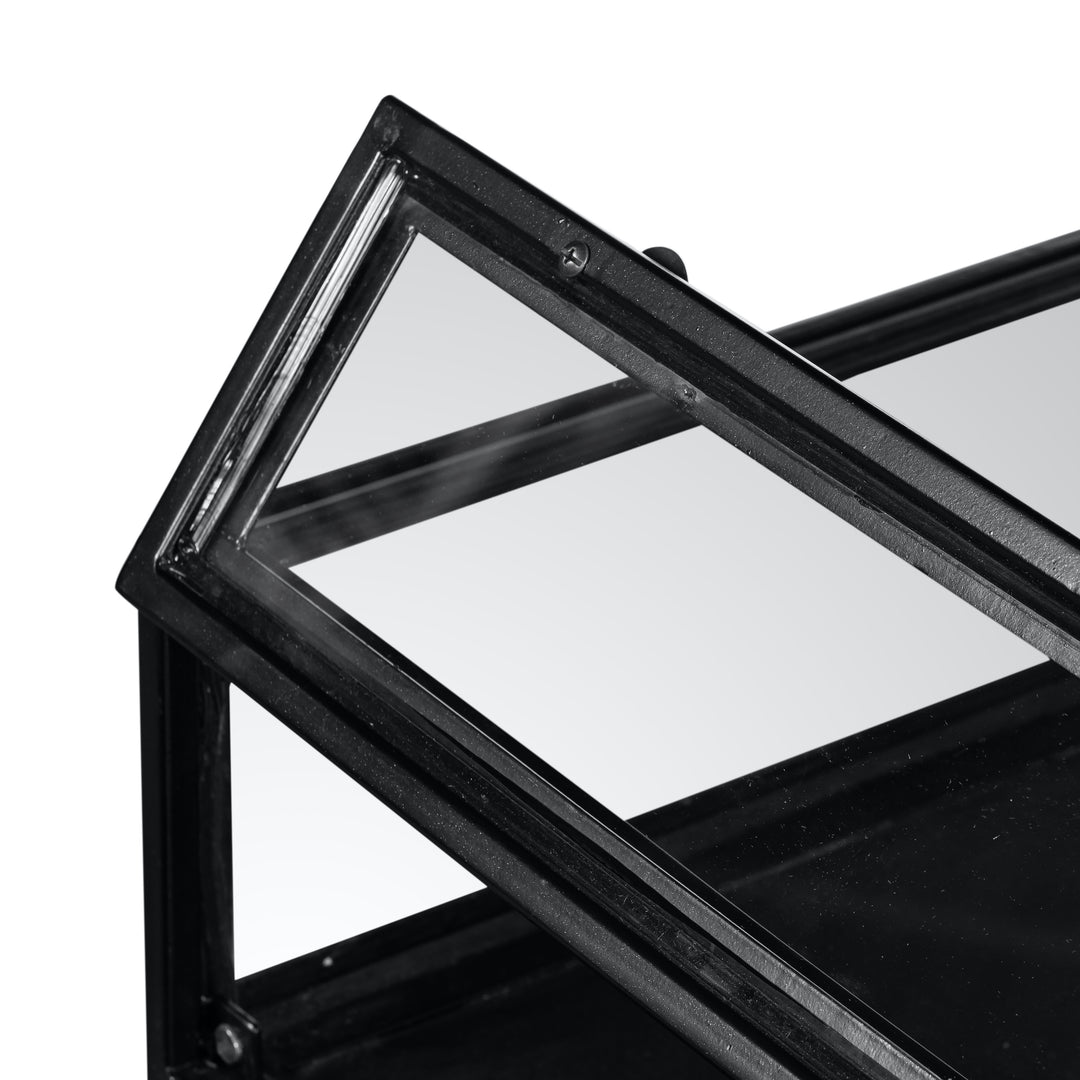 Mesa lateral negra con vidrio templado Heol