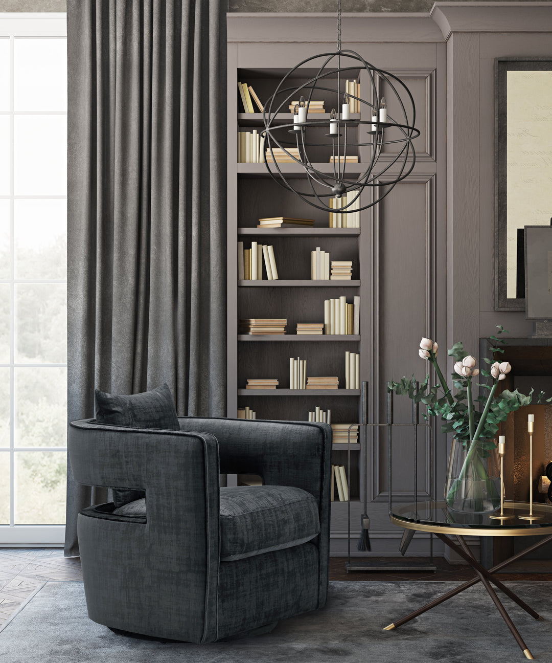 Silla de terciopelo giratoria Pelage