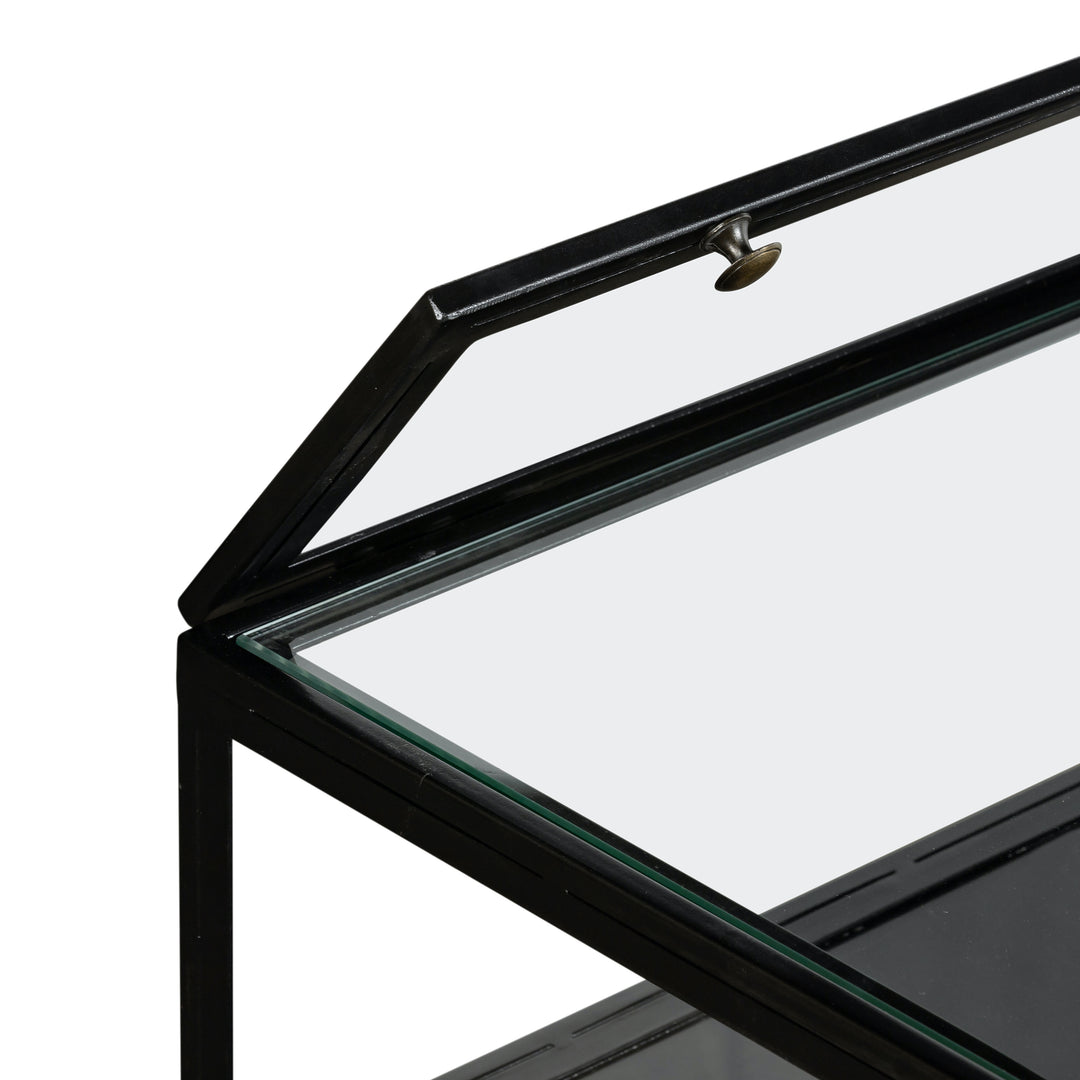 Mesa de centro negra con vidrio de tres niveles Heol