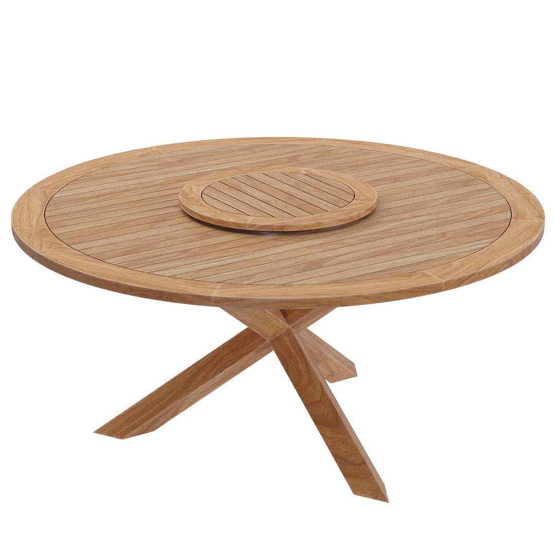 Comedor exterior redondo de madera de teca 63” Primo.