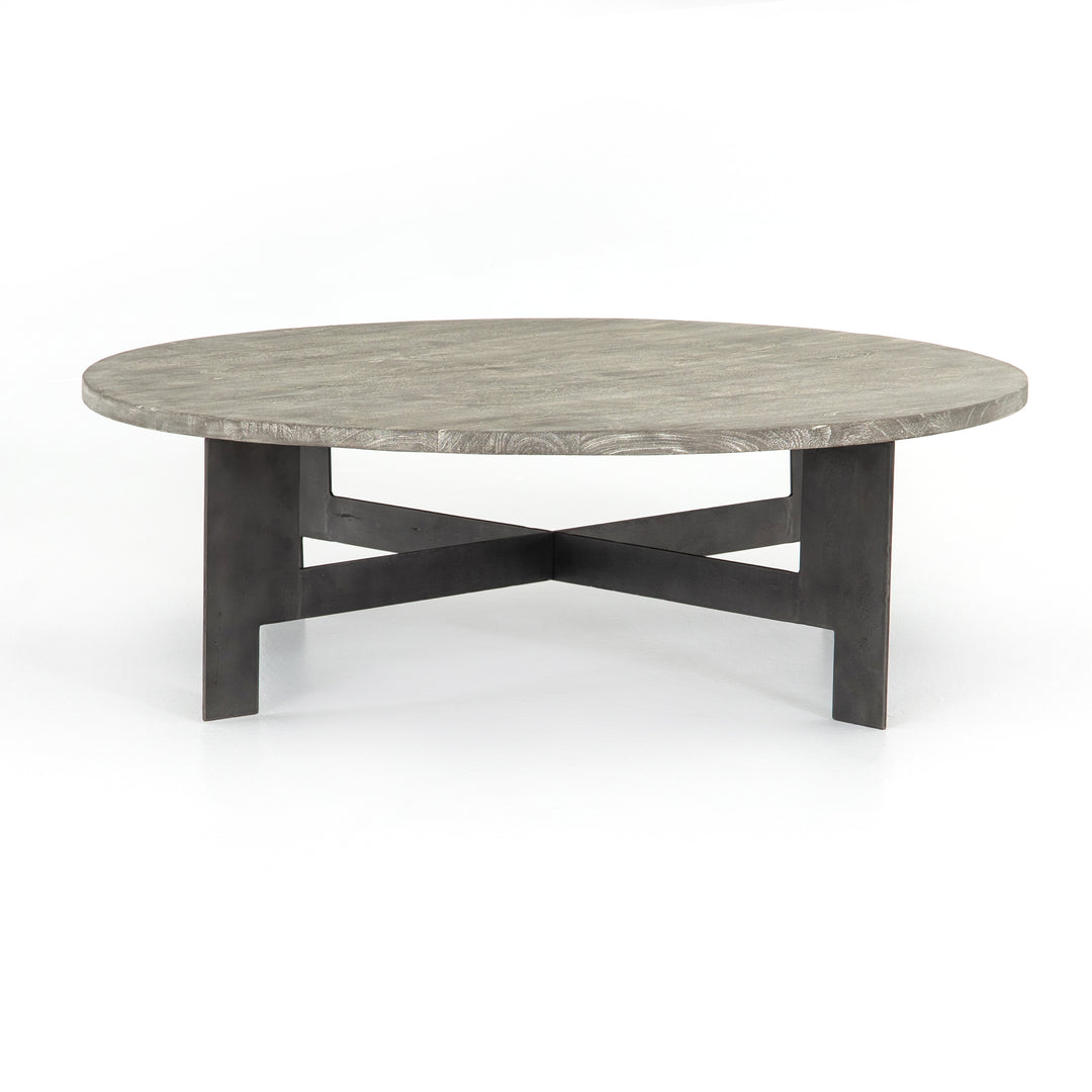 Mesa de centro moderna circular de madera y hierro Brum