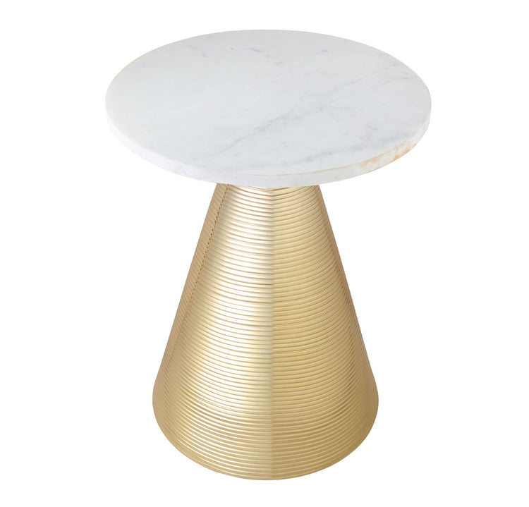 Mesa lateral para sala con mármol blanco pulido Nohra.
