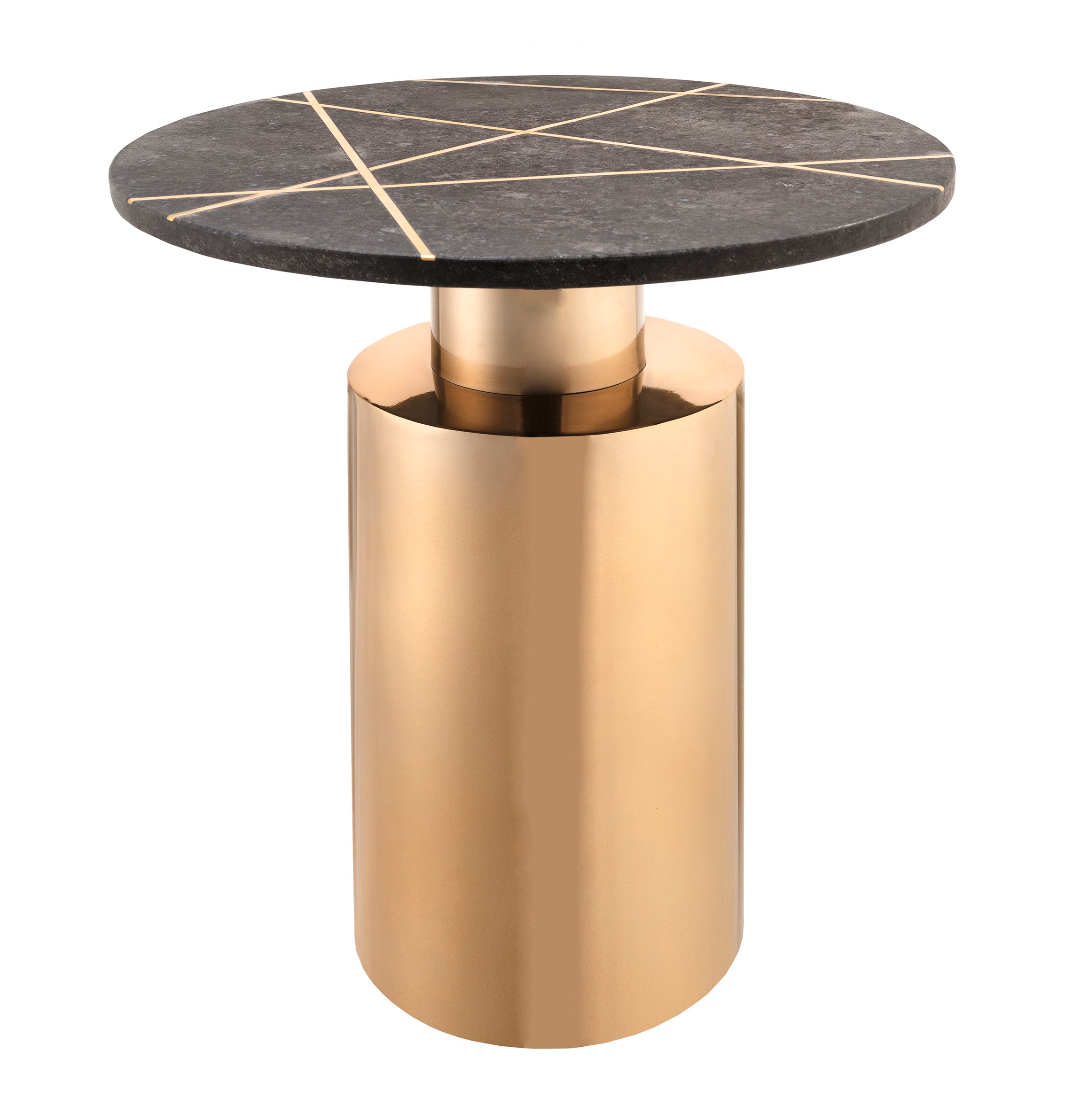 Mesa lateral para sala con mármol negro Nise MNIS-01.