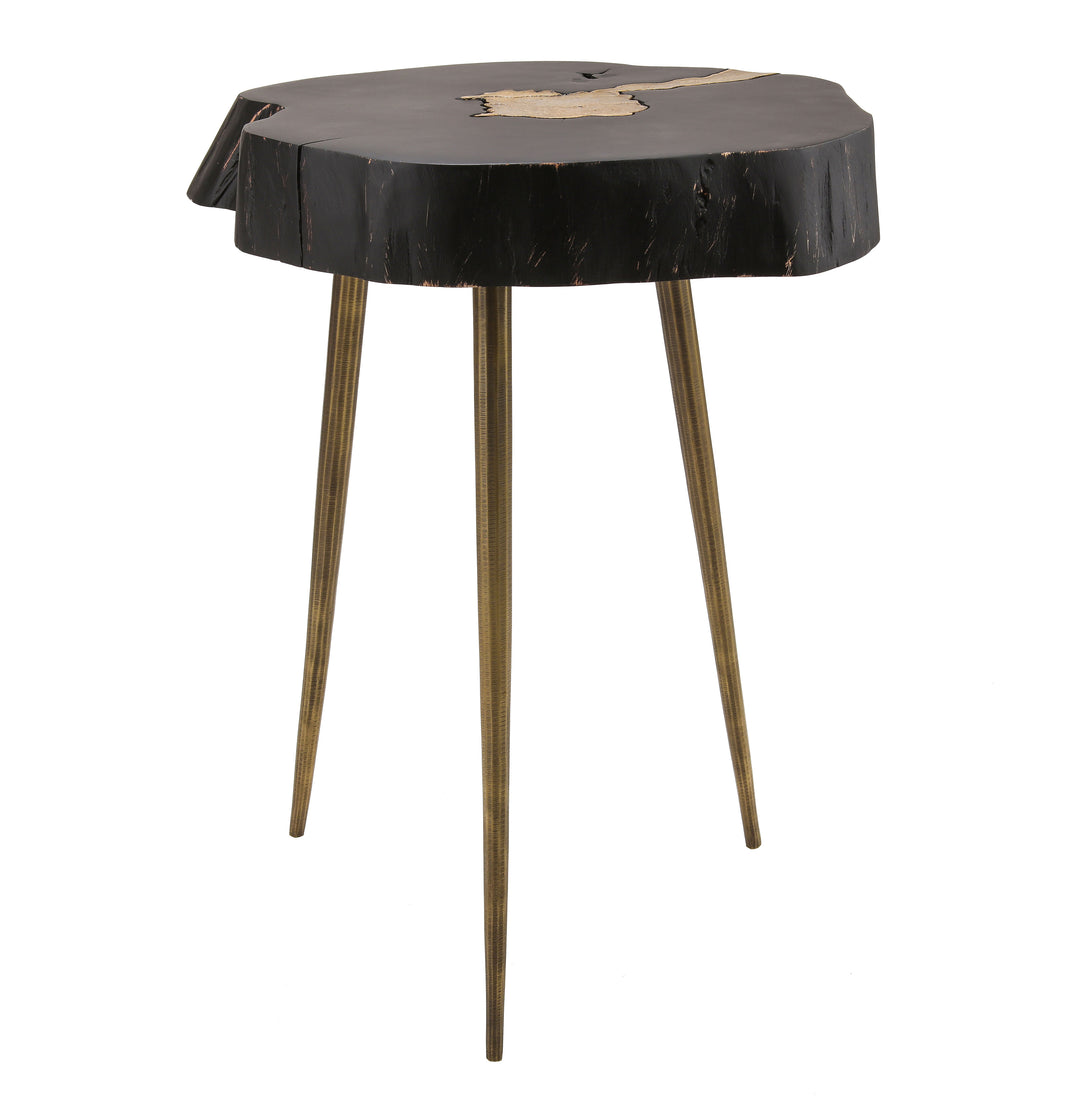 Mesa lateral negra con acento de latón Adrien
