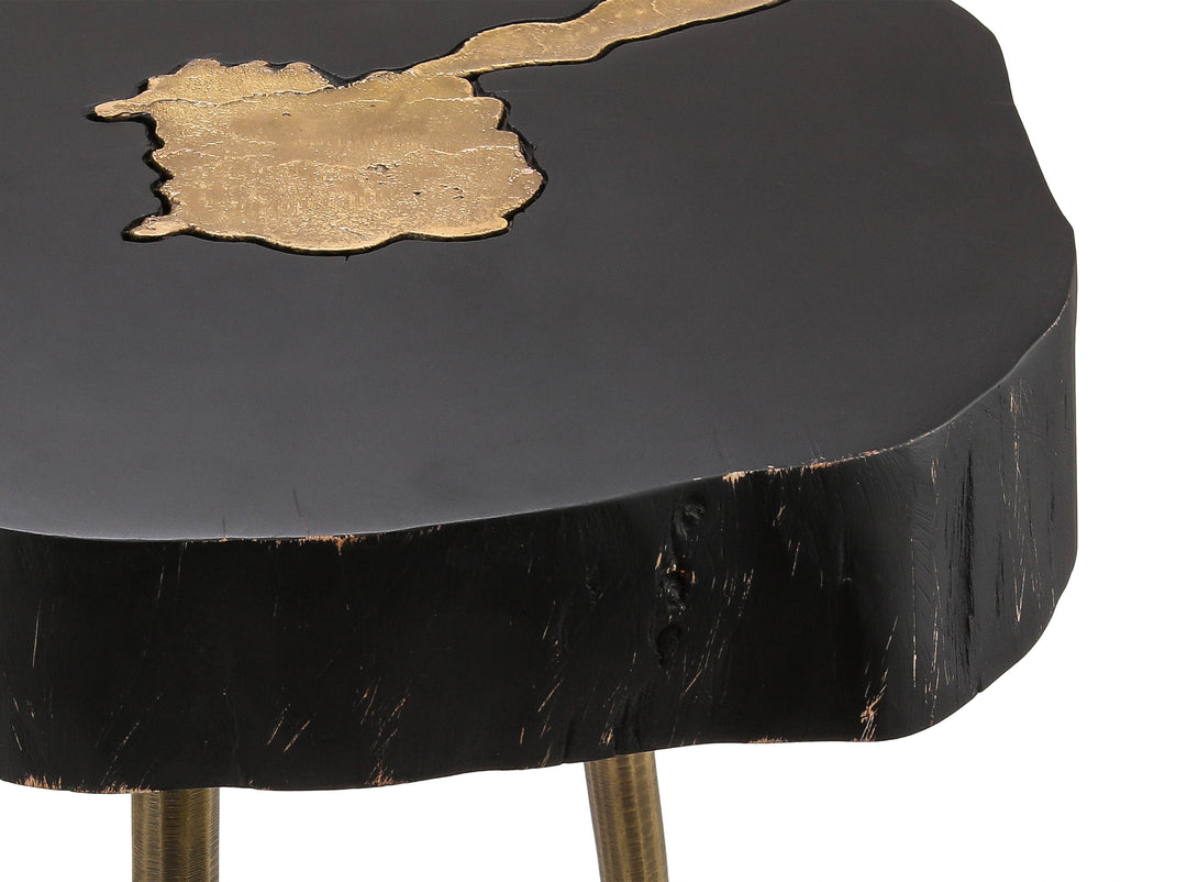 Mesa lateral negra con acento de latón Adrien