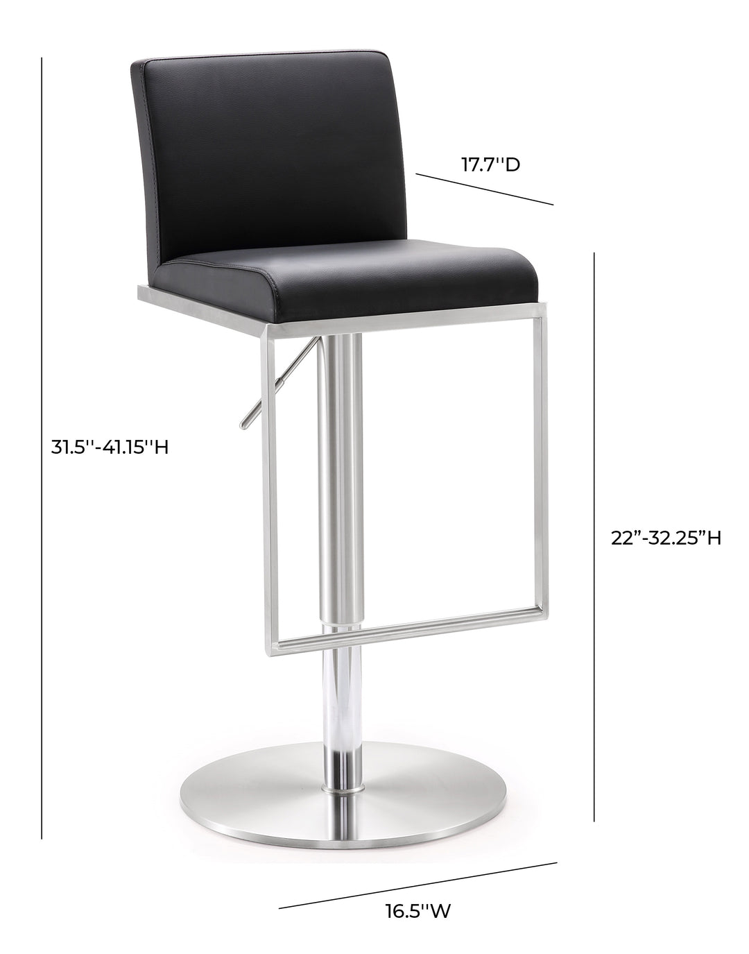 Banco para barra de cocina ajustable en acero inoxidable Driss