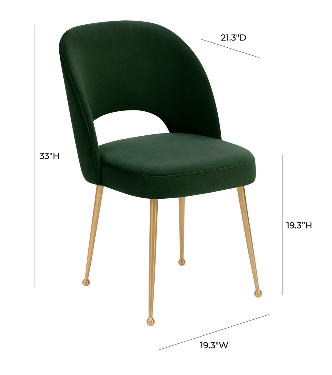 Silla para comedor de terciopelo moderno y base dorada Zuara