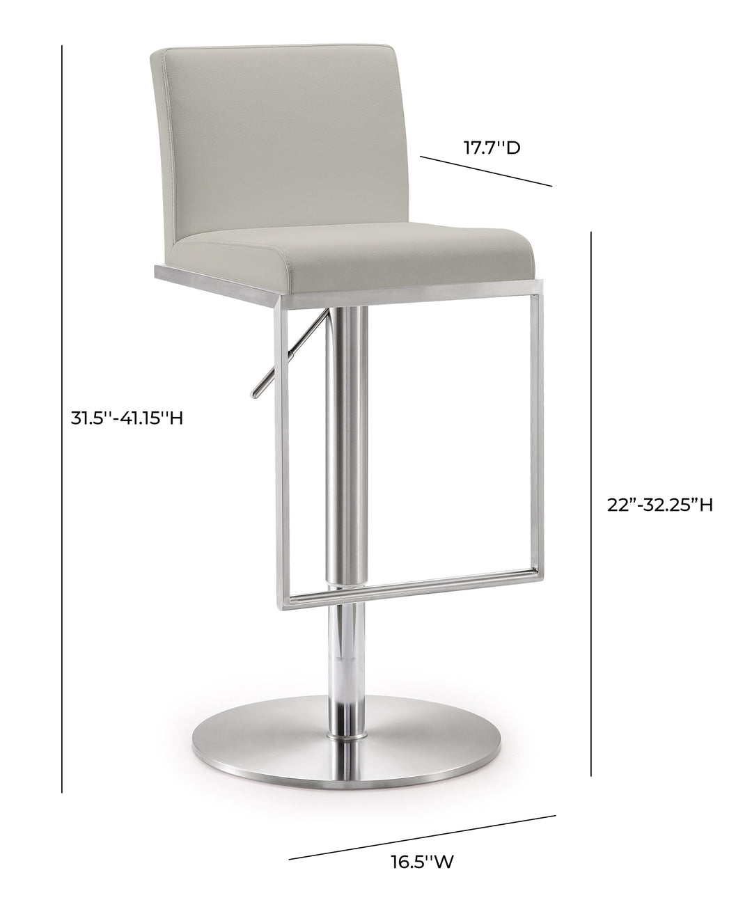 Banco para barra de cocina ajustable en acero inoxidable Driss