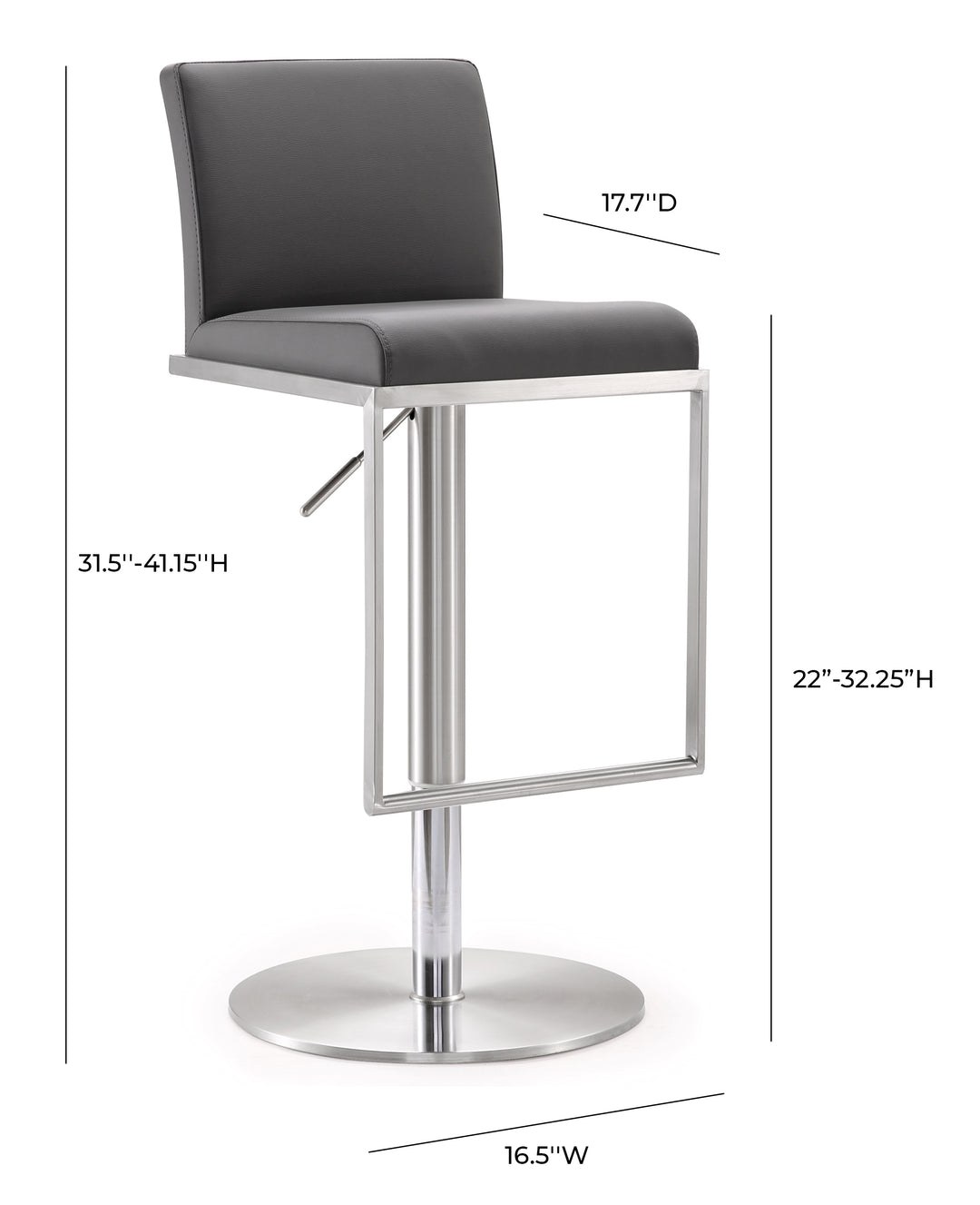 Banco para barra de cocina ajustable en acero inoxidable Driss