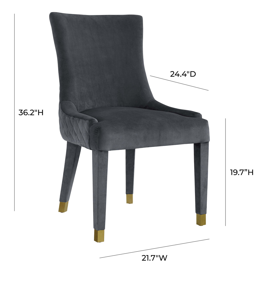 Silla de terciopelo con patrón de diamantes Lionel - juego de 2