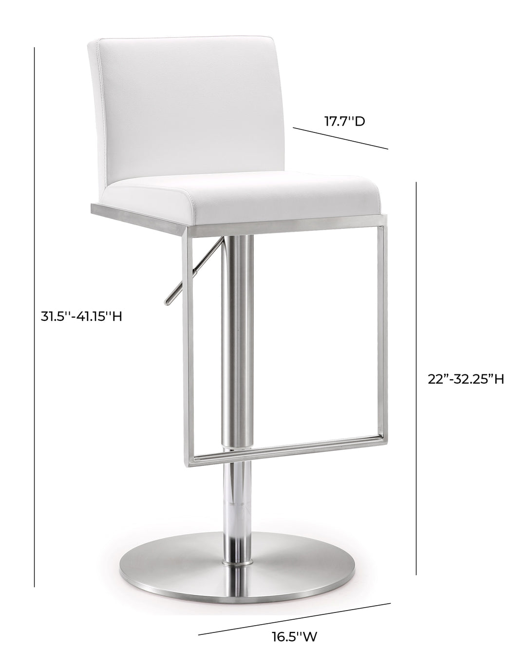 Banco para barra de cocina ajustable en acero inoxidable Driss