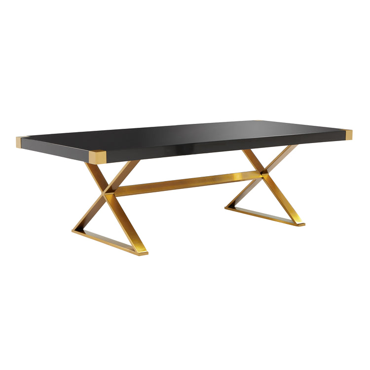 Mesa de comedor para diez negro brilloso con dorado Jackie.