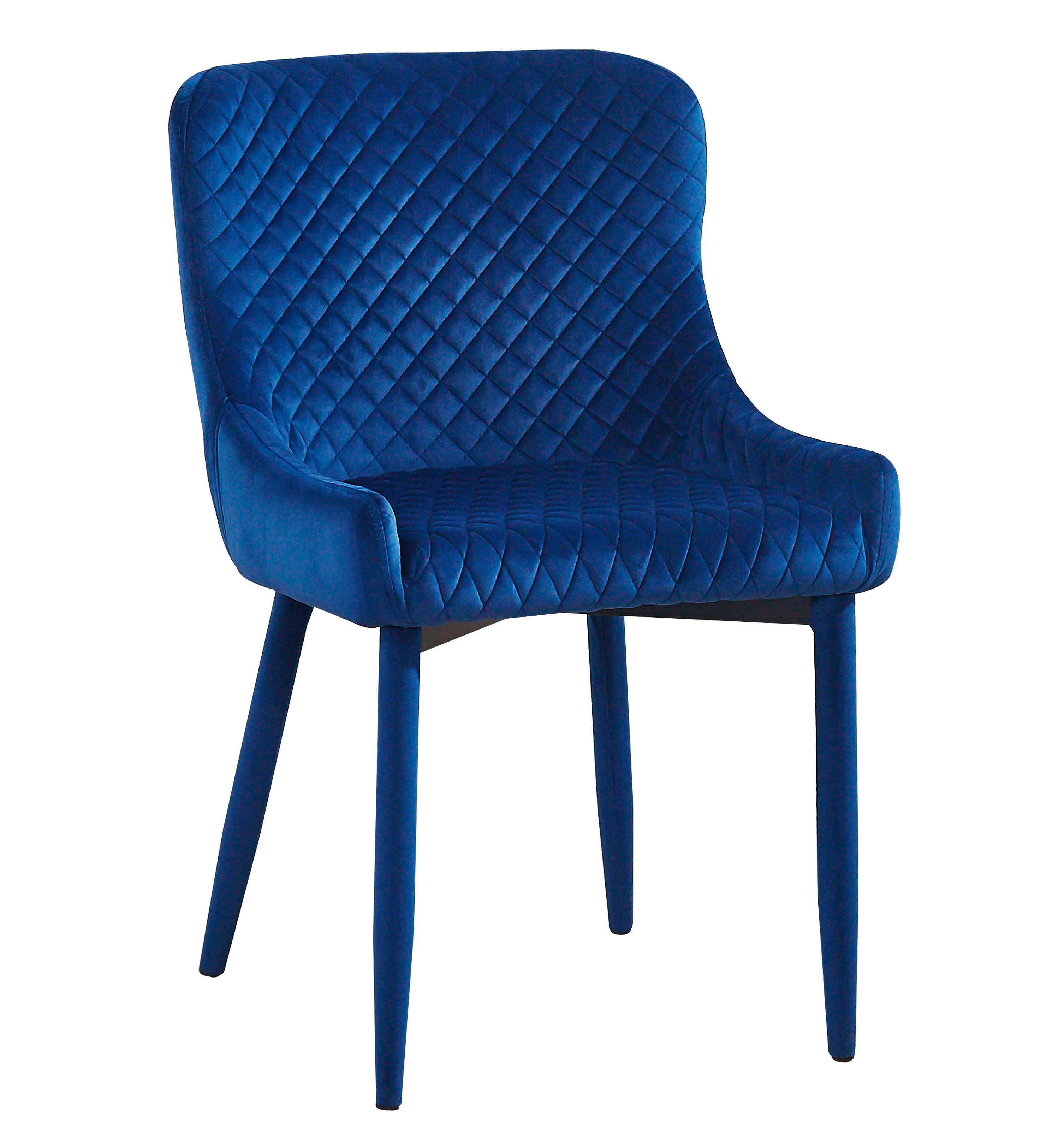 Silla gris o azul marino estilo capitoné de diamantes Erena SGED-02: color azul marino.