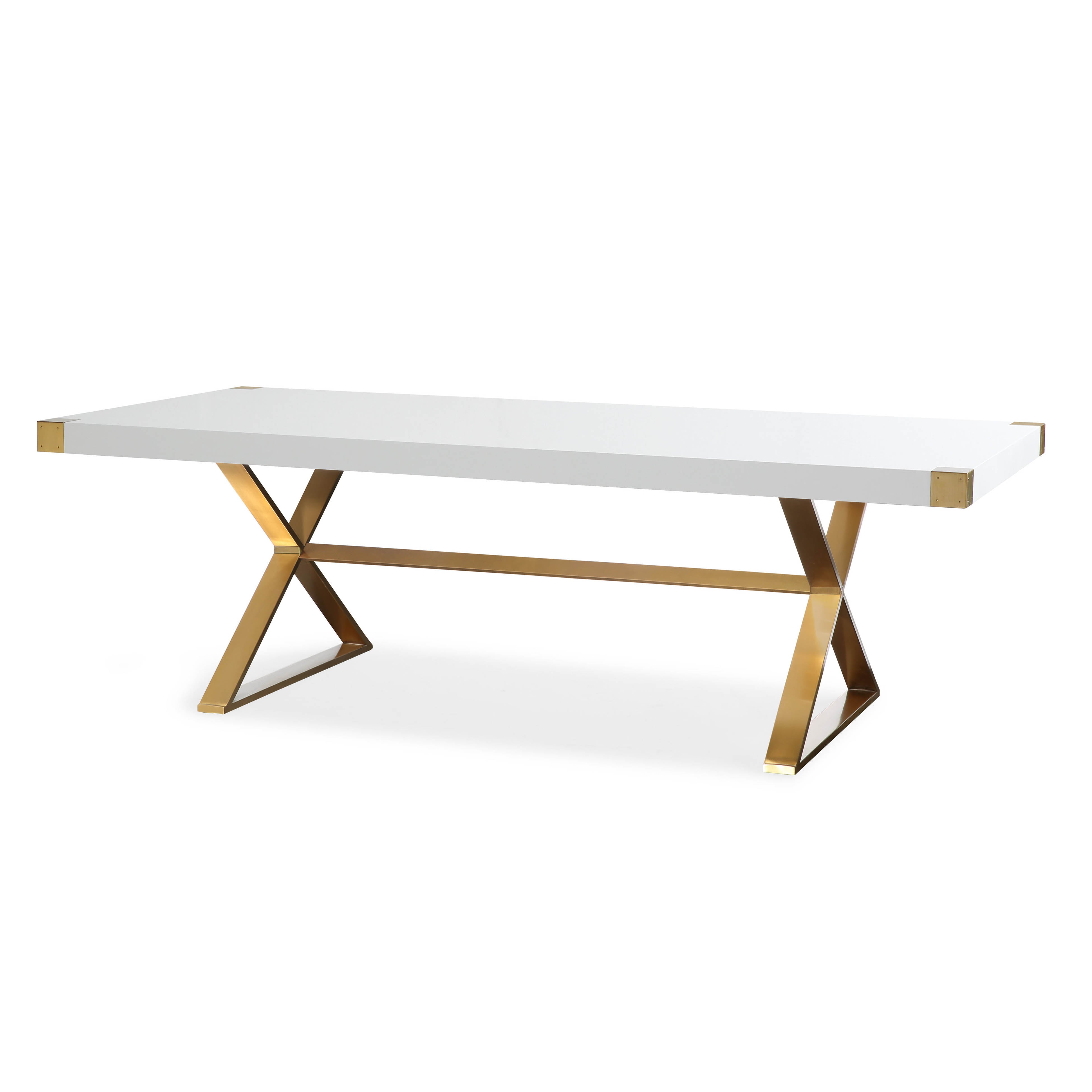 Mesa de comedor para diez de laca blanco con dorado Jackie.