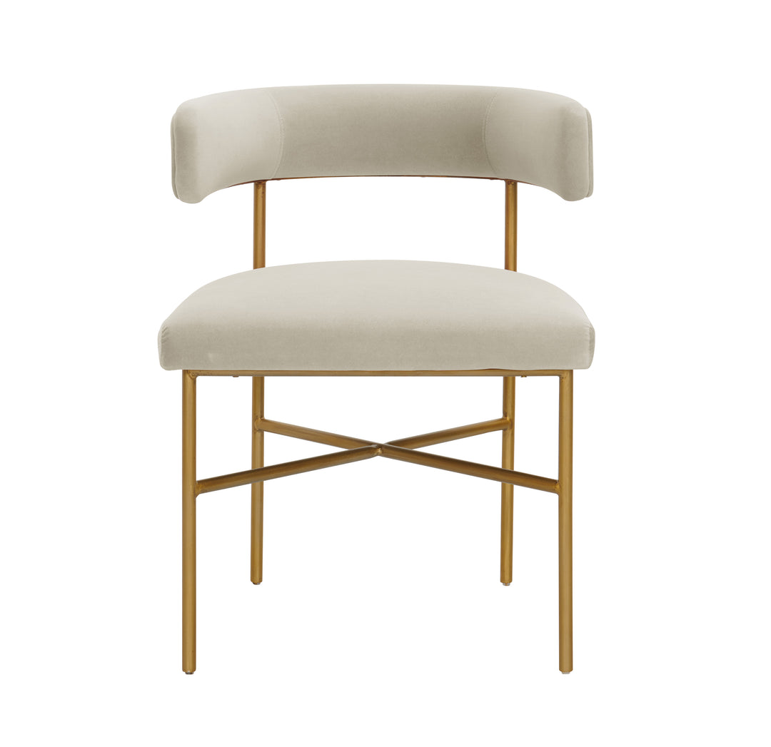 Silla de comedor en terciopelo de rendimiento color crema Shireen