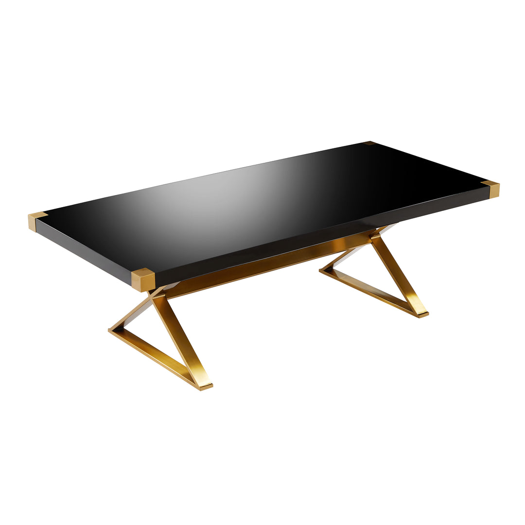 Mesa de comedor para diez negro brilloso con dorado Jackie